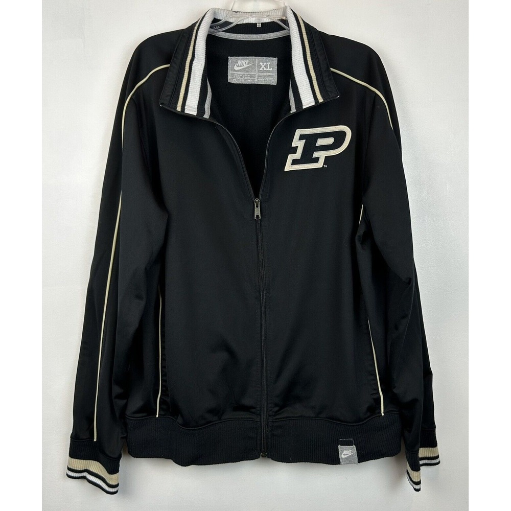 Nike Purdue Boilermakers Track Jacket Mens XL Full Zip Black Recycled Poly